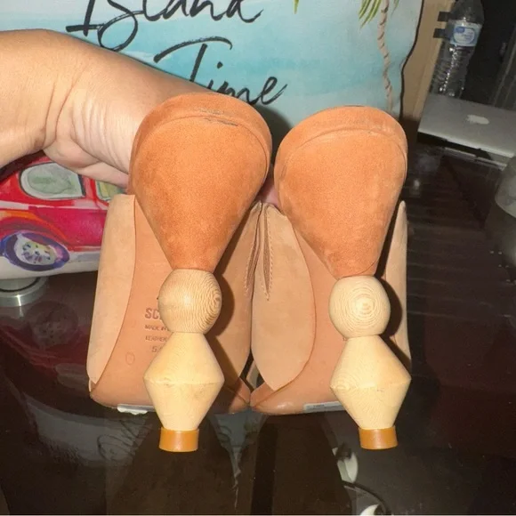 Schutz Tosca Geometric-Heel Slide Sandals In Honey Size 5.5 - Picture 7 of 12